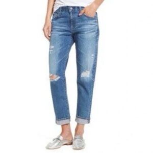 AG Adriano Goldschmied Size 30 the Ex Slouchy Slim Boyfriend Distressed Jeans